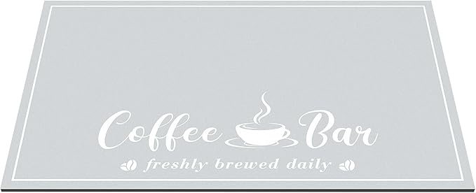 Absorbent Coffee Mat, Fashion Dish Drying Mat for Kitchen Counter Coffee Bar Accessories Espresso Machine Dish Rack 16" x 24" Light Grey