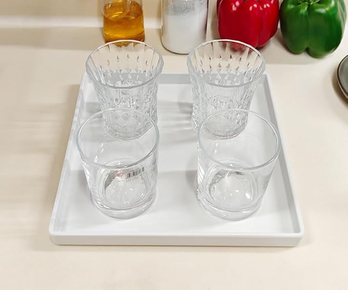 Small Square Tray (9 inch) 3 Pack, Durable White Tray for Desserts & Organization, Lightweight for Coffee, Drinks, Party, Seasoning, Perfume and Display.
