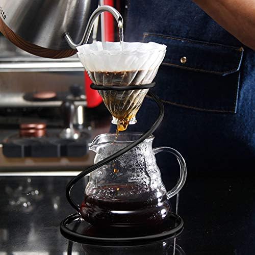 Reusable Metal Pour Over Coffee Dripper Stand Circinate Shaped,Black