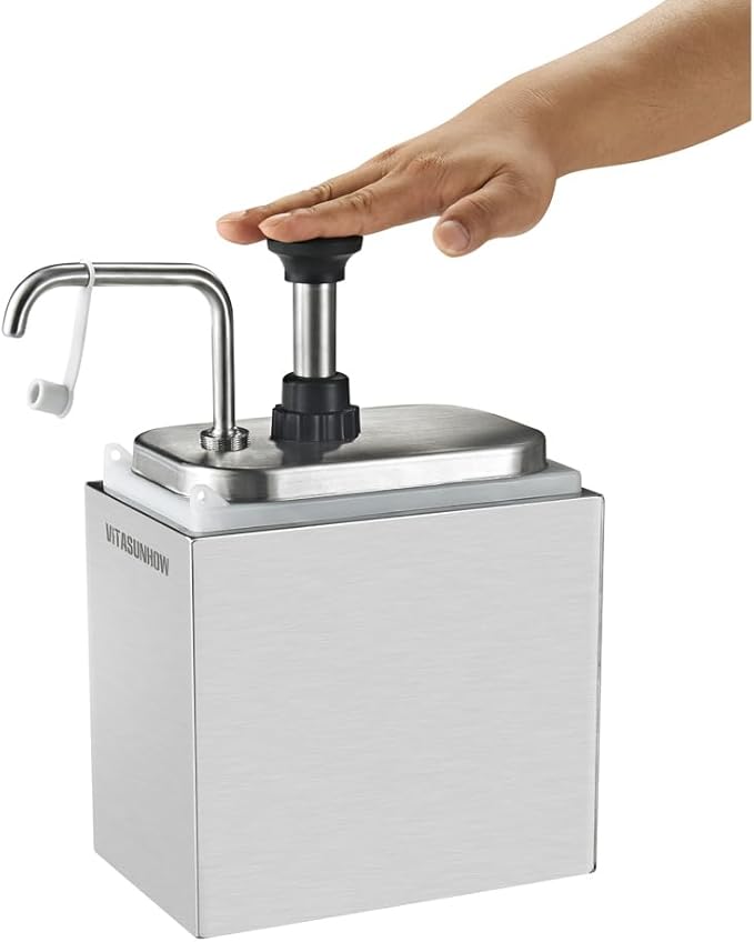 VITASUNHOW Sauce Pump Dispenser Stainless Steel Dispenser - Large Capacity Condiment Pump Dispenser Quantitative Pressure Head for Variety of Sauces (1002S)