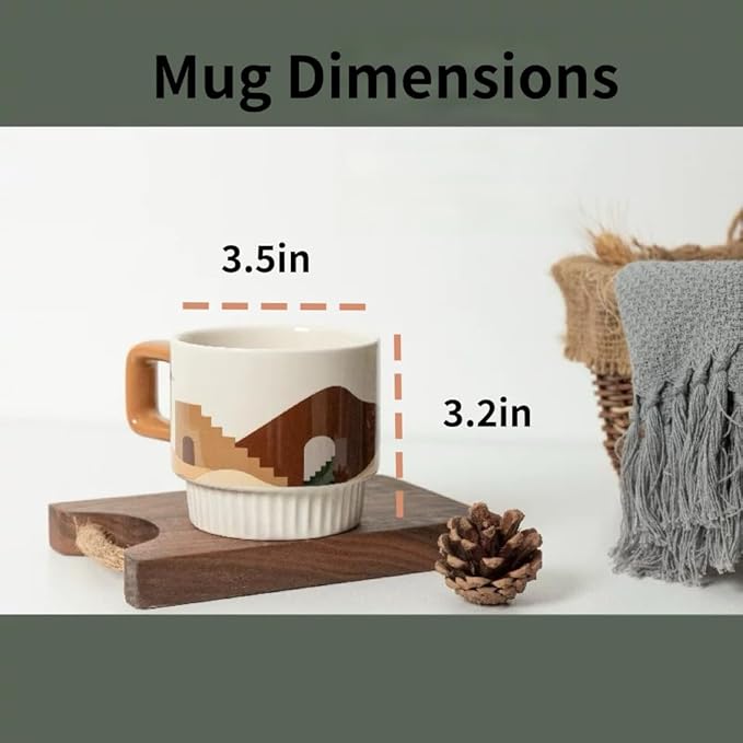 LOWYEPAULHO Espresso Cups,Coffee Mugs with Handle, Ceramic Mug Set, Coffee Mug Set, Coffee Cups Set, CeramicCoffee Mugs, Set of 2