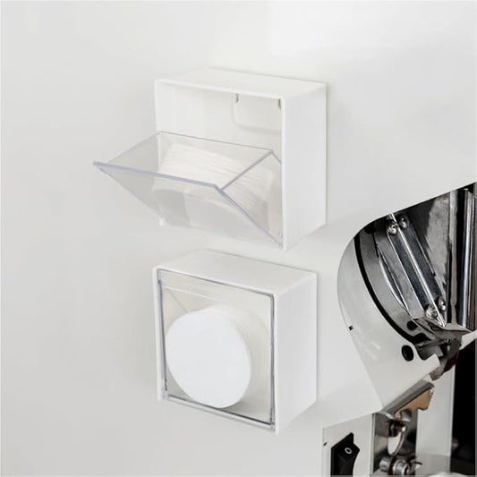 watchget Espresso Paper Filter Holder Coffee Filter Storage Container Magnetic Coffee Filter Dispenser Compatible with 51mm/53mm/55mm/58mm Round Disposable Puck Screen Paper Filters, White