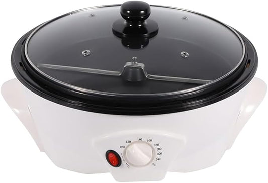 HinLIaDa Electric Coffee Roaster, 800W 110V Household Coffee Bean Roasting Baking Machine, Coffee Bean Roaster Machine with Lid, 0-240℃ Temperature Adjustment, Non-stick Pot, for Cafes Families Clubs