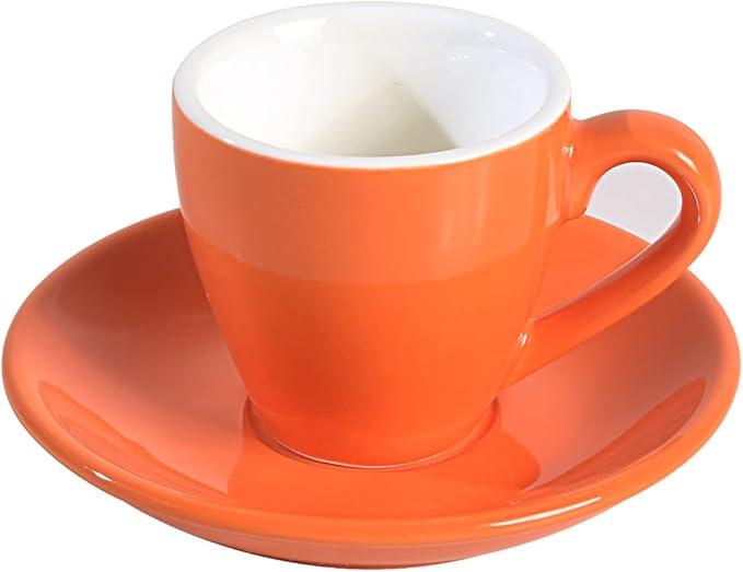 ionEgg Porcelain Espresso Cup with Saucer, Espresso shot Cup, 80ml/2.7Oz, Orange