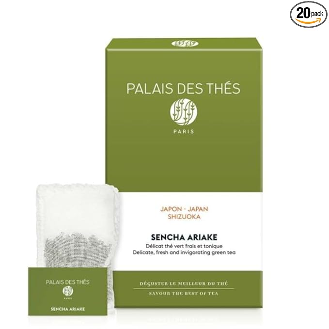 Palais des Thés Green Tea - Organic Sencha Ariake Blend - Premium Japanese Green Tea Bags, Serves 20 Cups