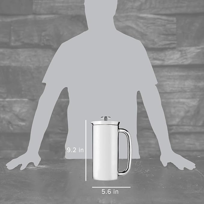 ESPRO P7 Polished French Press Stainless Steel 304 – Patented Double Walled Micro-Filter Insulated French Press Coffee Maker, Grit-Free Brew - Heat Resistant BPA Free (18oz)