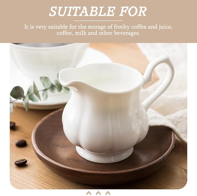 Ceramic Milk Pot 8Oz Heat-Resistant Creamer Pitcher with Spout Practical Milk Cup for Coffee Tea Sauce and Juice Serving