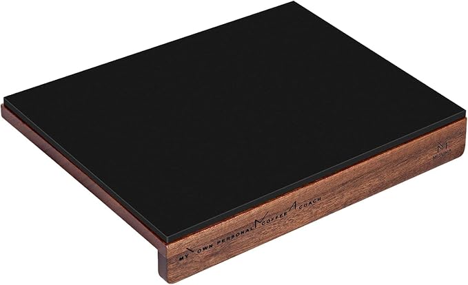 Espresso Tamping Mat - Premium Wood with Coffee Silicone Pad, Detachable Coffee Station for Barista Espresso Accessories Organizer, Corner Design Fits Coffee Bar Kitchen Counter, Walnut