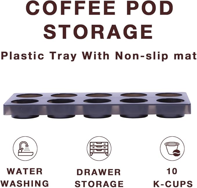 Coffee Pod Storage Organizer for Kitchen Drawer,Holders 60 K CUP, Premium Plastic Tray With Non-slip mat