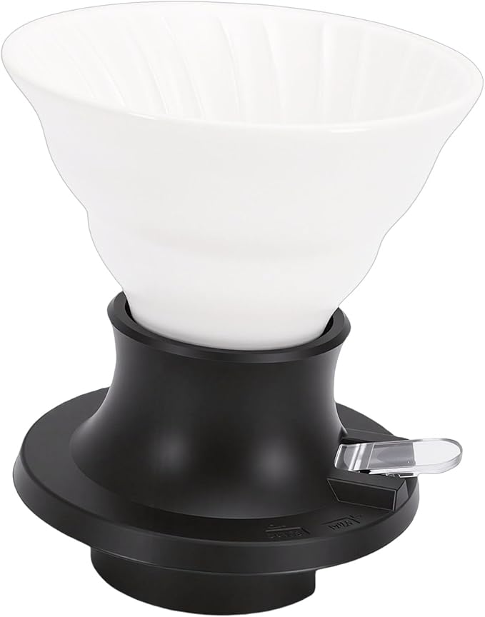 Premium Ceramic Pour Over Coffee Dripper - Heat Immersion Cone Brewer with Filter Holder for Home, Office & Travel Use, Ideal Coffee Maker for Daily Brewing (White Black)