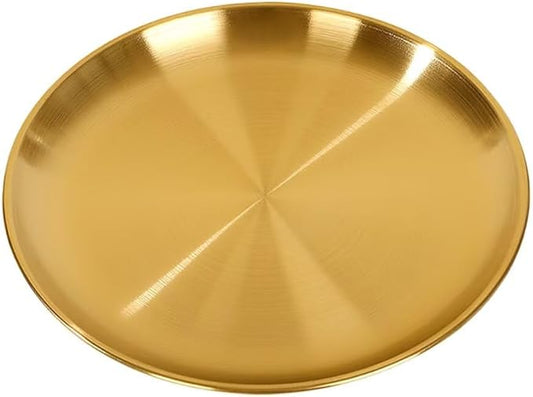 Serving Trays 11.8in Stainless Steel Decorative Tray Round Gold Tray for Kitchen Wedding Party Coffee Table
