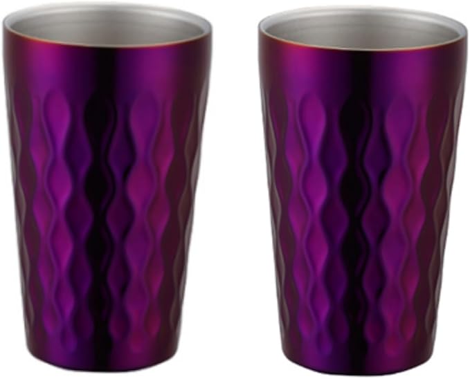 10oz Stainless Steel Cup Set, 2Pcs Double Wall Metal Cup，Vacuum Stackable Insulated Portable Drinking Tumblers Unbreakable Glasses，for Home Outdoor Restaurant (Purple)