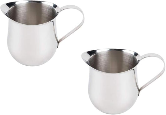 Betolla (2 Pack) 8 oz Stainless Steel Bell Creamer – Bell-Shaped Mini Pitchers for Serving Cream, Milk, Syrups & More