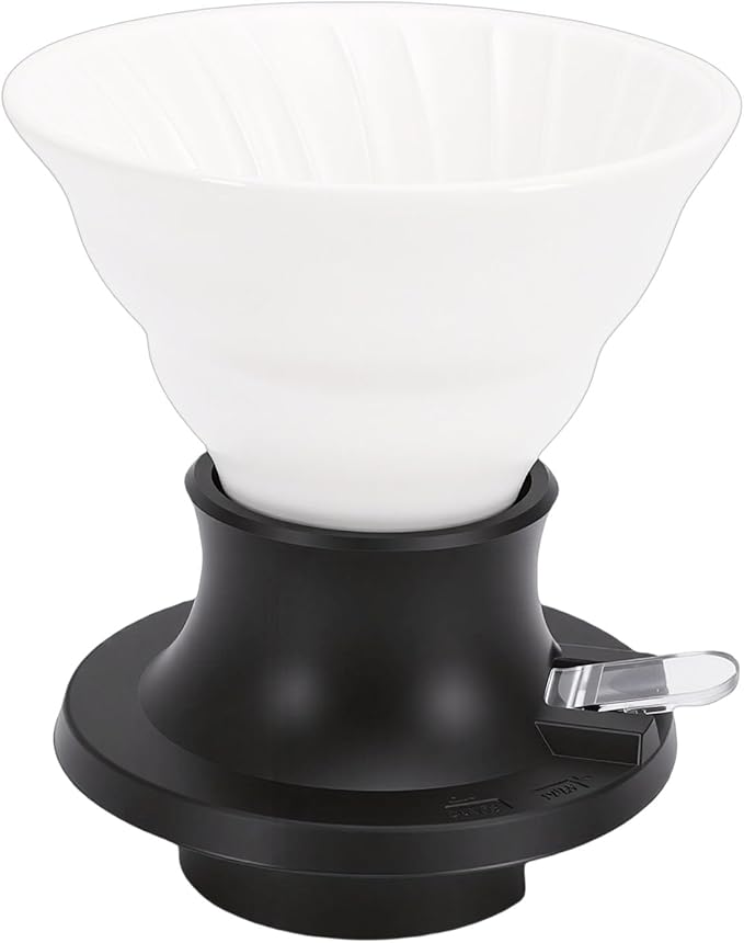 Premium Ceramic Pour Over Coffee Dripper - Heat Immersion Cone Brewer with Filter Holder for Home, Office & Travel Use, Ideal Coffee Maker for Daily Brewing (White Black)