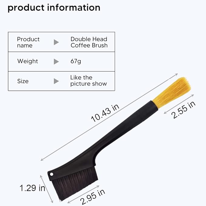 Tsinghwang 2 Pack Coffee Machine Cleaning Brush, Dual Purpose Dusting Espresso Grinder Brush, Black, Polypropylene, PET Bristles