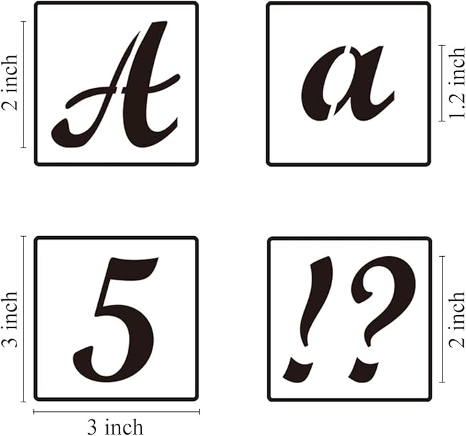 2 Inch Alphabet Letter Stencils for Painting - 70 Pack Letters and Numbers Stencil Templates with Signs for Painting on Wood, Reusable Letter and Number Stencils for Chalkboard Wood Signs & Wall Art