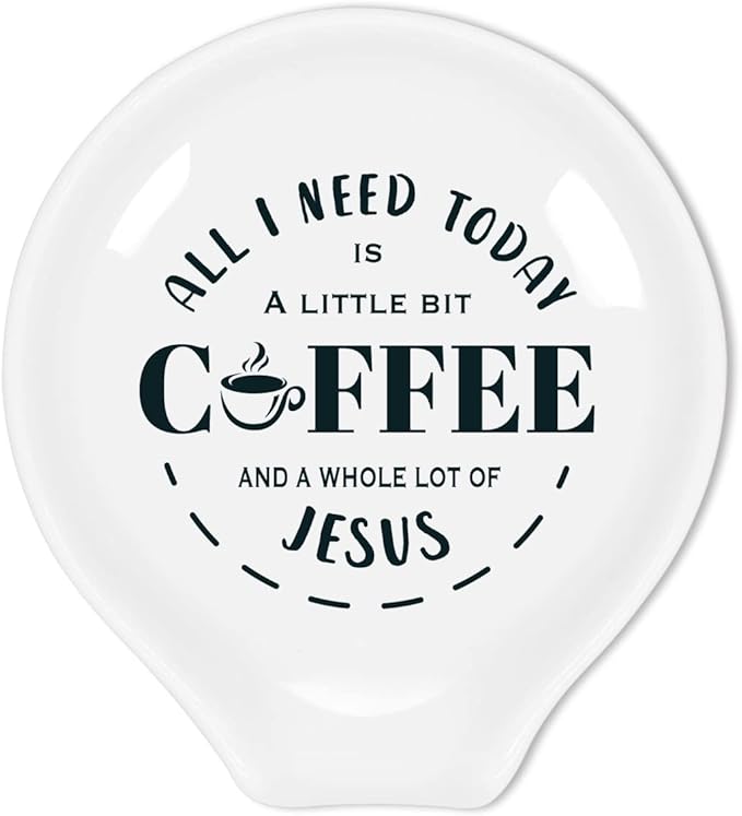 Funny Coffee Quote Ceramic Coffee Spoon Holder-Coffee Spoon Rest -Coffee Station Decor Coffee Bar Accessories-Coffee Lovers Gift for Women and Men (All I Need Today A Little Bit Coffee)