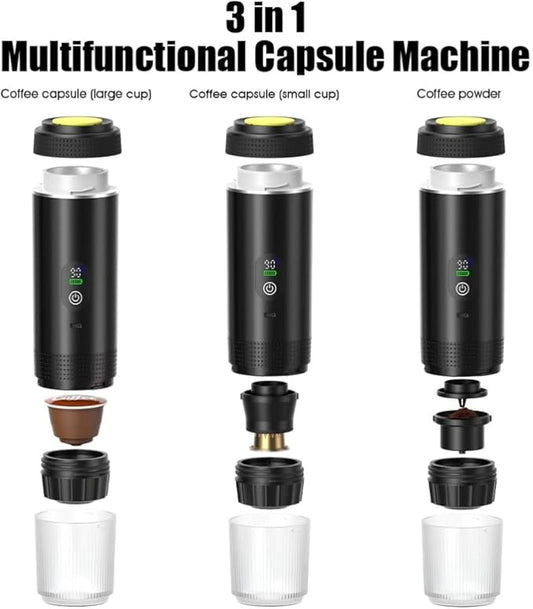Portable Electric Espresso Machine–20Bar Self‑Heating travel coffee maker with 7500mA Battery (Midnight Black)