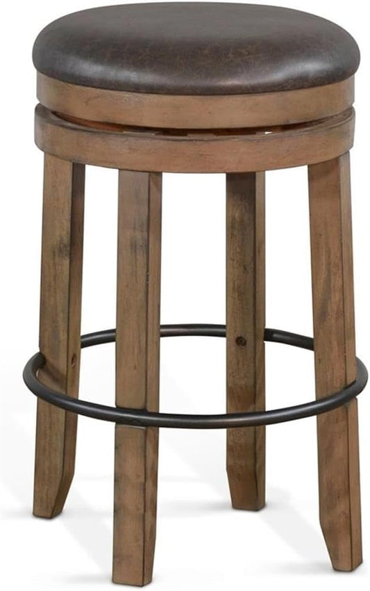 Home Bar and Swivel Bar Stools in Taupe Brown 3 Piece Set