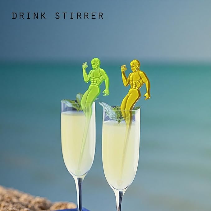 50 Pcs 5.9" Extra-Long Plastic Cocktail Swizzle Sticks, Unique Tropical Design Drink Stirrers Reusable Novelty Swizzle Sticks for Cocktails, Juices, and Party Beverages
