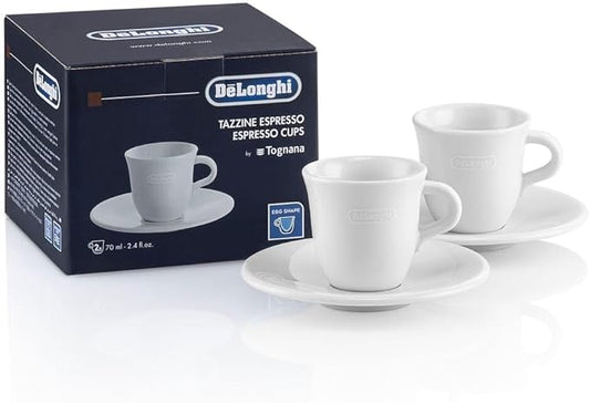 De'Longhi DLSC308 Porcelain Espresso Cup & Saucer, Set of 2,70 ml