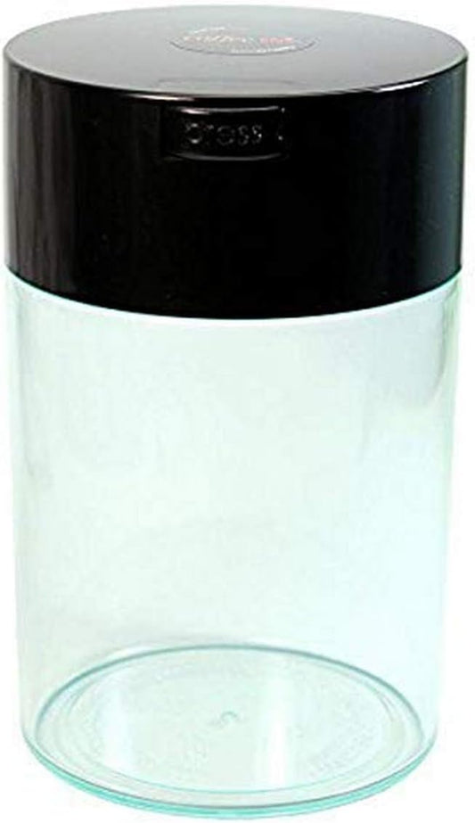 COFFEEVAC 1LB – Patented Airtight Container | Multi-use Vacuum Container Works as Smell Proof Containers for Ground Coffee and Coffee Bean Containers. Black Cap and Clear Body