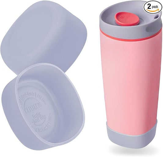 2pcs Silicone Boot for Owala SmoothSip Slider Coffee Tumbler 20oz 12oz, Anti-Slip Sleeve for Travel Coffee Mug, Protective Accessories for Owala BPA Free (Taro Purple)