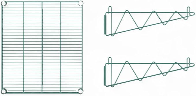 18" x 24" Green Wall-Mounted Wire Shelf with Epoxy Coating, Heavy-Duty Steel Storage Rack, NSF Certified, Easy Installation, Open Wire Design for Kitchen, Garage, or Utility Storage