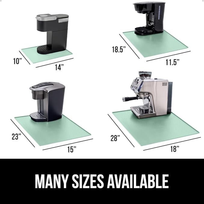 GORILLA GRIP Silicone Coffee Mat, Espresso Machine Bar Accessories, Keep Kitchen Counters Clean, Stays in Place, Waterproof and Heat Resistant Dish Drying Mats, Home Decor Essentials, 10x14, Mint