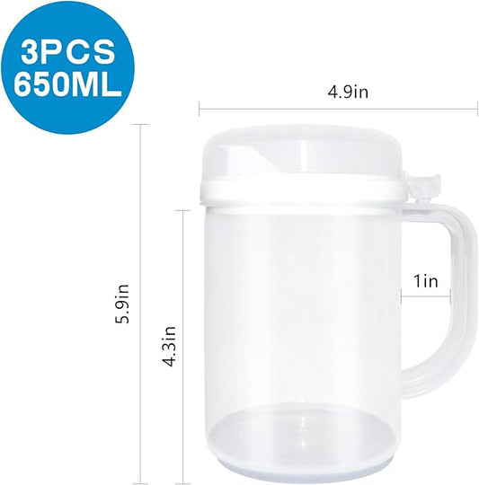 3 Pack Early Learning Kids Easy Pour Mini Pitchers,with Lid & Handle 22 Oz Clear Plastic Pitcher for Lemonade Milk Cold Drink Home Daily Party