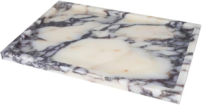 Real Luxurious Natural Marble Vanity Tray Genuine Marble/Stone Storage Tray for Home Decor Bathroom/Kitchen/Vanity/Dresser Non-Resin/Non-Ceramic