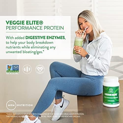 MRM Veggie Elite Performance Protein - Chocolate Mocha, Plant-Based Powder, 24g Protein per Serving with BCAAs & Digestive Enzymes, Clinically Tested - Vegan, Gluten-Free - 31 Servings