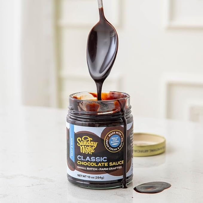 Sunday Night Classic Chocolate Sauce - Luxury Chocolate Gift, Dairy Free, Gluten-Free, Pure Clean Ingredients, No Preservatives - 10oz