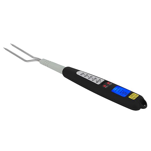Qudinip Digital Meat Thermometer, Read BBQ Cooking Fork with Dual Probe and LCD Display, Comfort Grip Handle for Grill Bake Cook