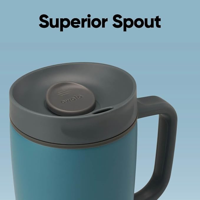 Owala SmoothSip Slider Stainless Steel Insulated Travel Mug with handle, 100% Leak Proof, For Hot and Cold Drinks, Travel Friendly with Sliding Lock Lid, 12oz, BPA Free, Leak Proof, High Dive
