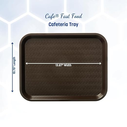 Carlisle FoodService Products CT101469 Cafe Standard Plastic Cafeteria/Fast Food Tray, NSF Certified, BPA Free, 14" Length x 10" Width, Chocolate (Pack of 24)