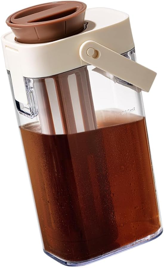 Cold Brew Coffee Maker, 1L/35oz Portable & Durable Iced Tea and Coffee Brewer, Leak-Proof & BPA-Free, Removable Mesh Filter For Easy Cleaning & Using, Dishwasher Safe, Space Saving.