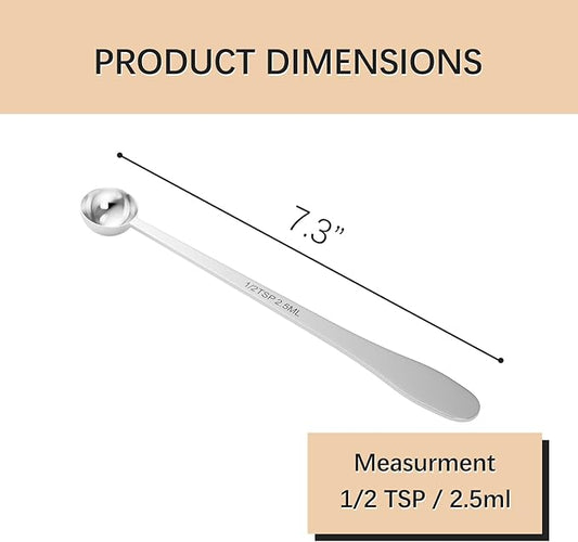 BERYLER 2PCS 1/2 Teaspoon(1/2tsp, 1/6tbsp, 2.5 ml) Single Measuring Spoon, Extra-long Handle Individual Measure Scoop, Stainless Steel Spoons Only