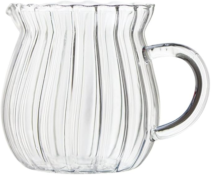 CHOOLD Creative Embossed Stripe Clear Crystal Glass Creamer or Serving Pitcher/Coffee Creamer Jug (4/5.5/9/12oz)