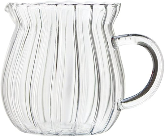 CHOOLD Creative Embossed Stripe Clear Crystal Glass Creamer or Serving Pitcher/Coffee Creamer Jug (4/5.5/9/12oz)