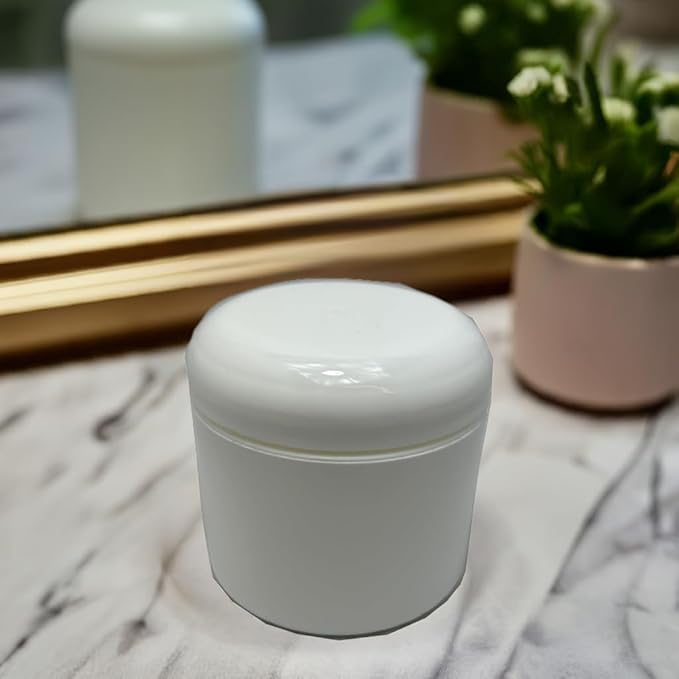 (6 PACK) 4 oz / 120 ml White Double Wall Plastic Jar with Dome Lid