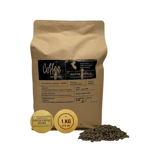 Coffee Adventures Green Unroasted Coffee Beans From Peru - Finca Santa Estela Single Estate Blend - Caturra, Catuaí, Catimor, Typica, Bourbon Blend - Direct Trade Green Coffee Beans for Coffee Roaster | 2.2 lb (1 kg)