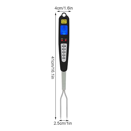 Qudinip Digital Meat Thermometer, Read BBQ Cooking Fork with Dual Probe and LCD Display, Comfort Grip Handle for Grill Bake Cook