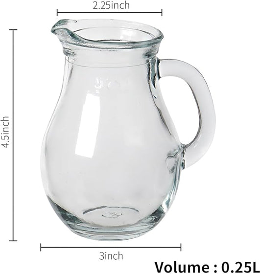 DGQ Elegant Classic Glass Creamer Pitcher - 2 Pcs, 8.5 oz, Milk & Tea Pourer