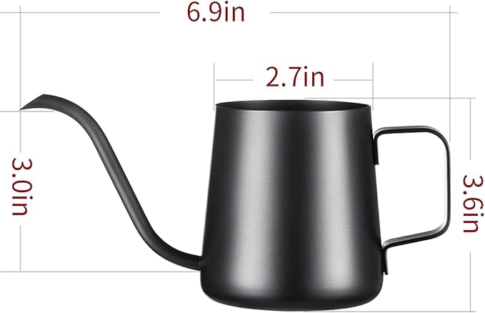 PARACITY Pour Over Kettle Gooseneck Spout Coffee Tea Pot 12OZ with Lid, Hanging Ear Hand Blunt Long Narrow Drip Cup for Coffee Maker Carafe, Camping Coffee Pot for Travel Coffee Maker Outdoor