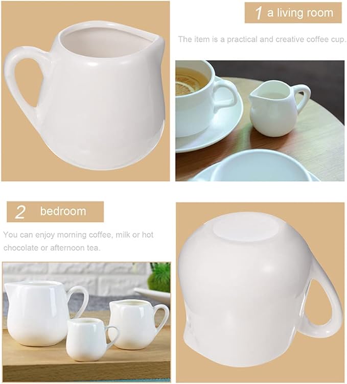 YARNOW Mini Ceramic Creamer Jug with Handle 1.6 Oz Porcelain Milk Pitcher for Coffee Tea Cream Sauce Serving Small Stoneware Milk Cup