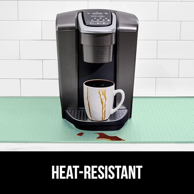 GORILLA GRIP Silicone Coffee Mat, Espresso Machine Bar Accessories, Keep Kitchen Counters Clean, Stays in Place, Waterproof and Heat Resistant Dish Drying Mats, Home Decor Essentials, 10x14, Mint
