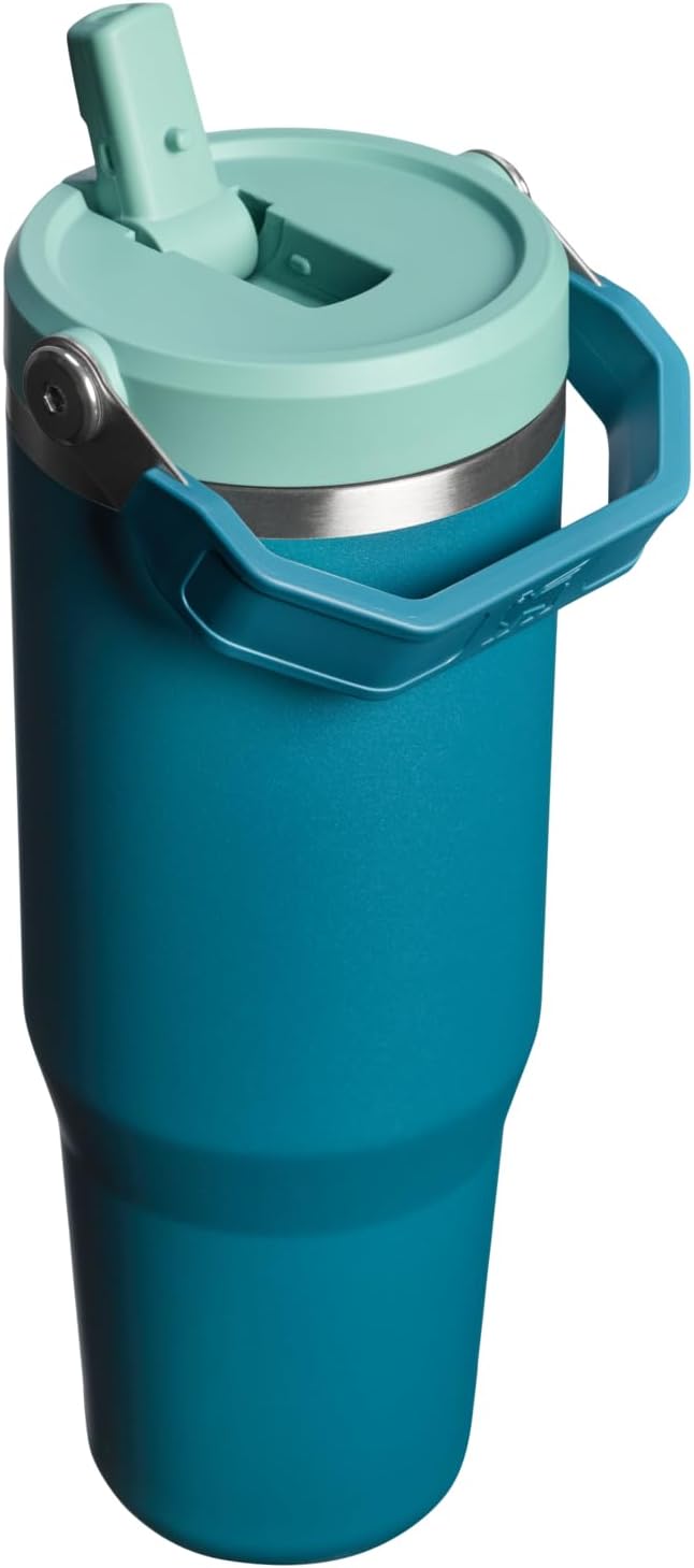 STANLEY IceFlow 2.0 Flip Straw Tumbler with Handle 30 oz | Twist On Lid and Flip Up Straw | Leak Resistant Water Bottle | Insulated Stainless Steel | BPA-Free | Coastal Teal