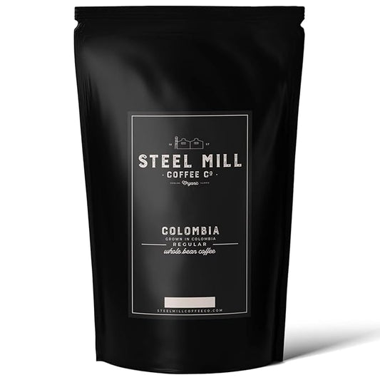 Steel Mill Coffee Co. Colombia Supremo Whole Bean Coffee – 2lb Bag, Single-Origin, Medium Roast, 100% Arabica, Gourmet Colombian Coffee