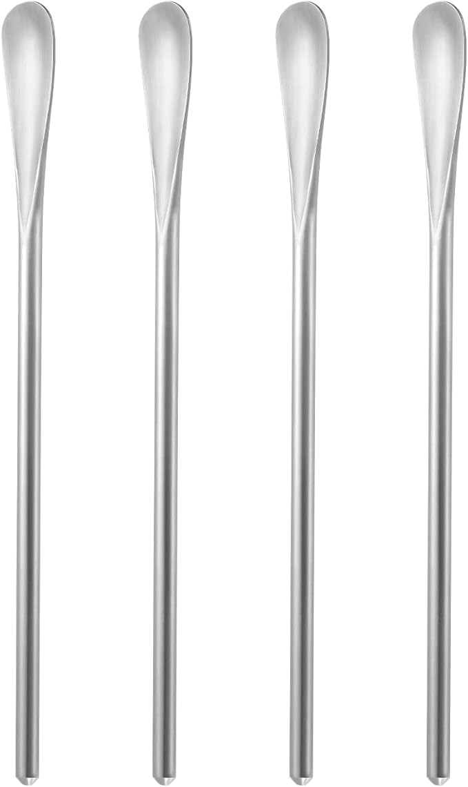 6.2Inch/15.8cm Coffee Stirrers Spoon,Silver Stainless Steel 304# Coffee Stir Sticks,Round Solid Handle Cocktail Beverage Iced Tea Stirring Stick,Drink Mixing Spoon,Set of 4